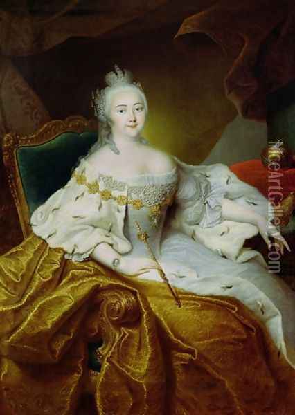 Portrait of the Empress Elizabeth Petrovna Oil Painting - Georg Christoph Grooth