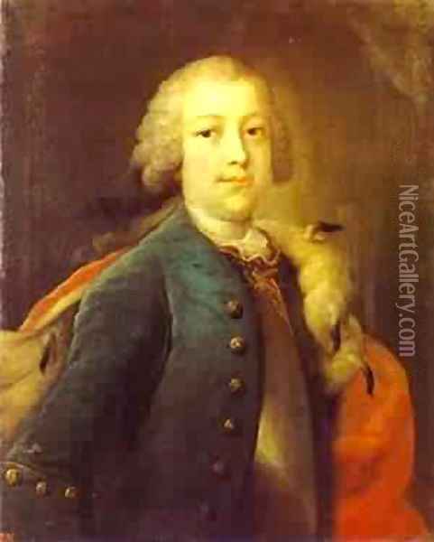 Portrait Of Prince Boris Kurakin (1733-1764) 1748 Oil Painting - Georg Christoph Grooth