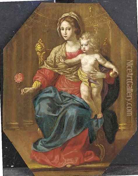 The Madonna and Child Enthroned Oil Painting - Jan Mabuse