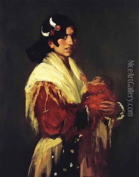 Gypsy Mother (Maria Y Consuelo) Oil Painting - Robert Henri