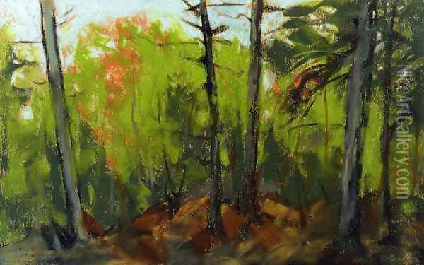 Woodland Scene Monhegan Maine Oil Painting - Robert Henri