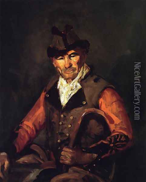 Segovia Man In Fur Trimmed Hat Oil Painting - Robert Henri