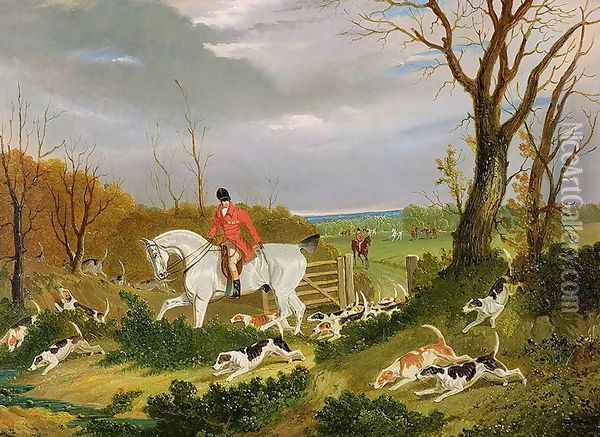 The Suffolk Hunt - Going to Cover near Herringswell Oil Painting - John Frederick Herring Snr