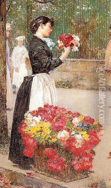 Flower Girl 1888 Oil Painting - Childe Hassam
