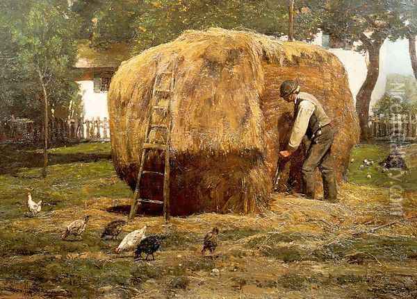 The Barnyard 1885 Oil Painting - Childe Hassam