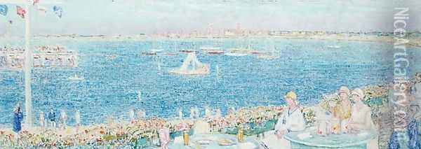 Afternoon, Devon Yacht Club, 1930 Oil Painting - Childe Hassam