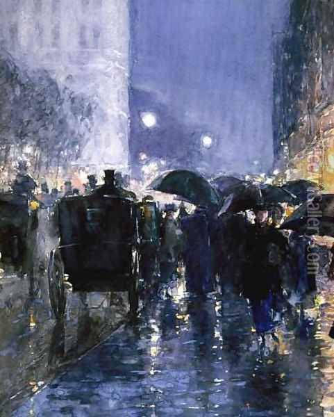 Rainy Night Oil Painting - Childe Hassam