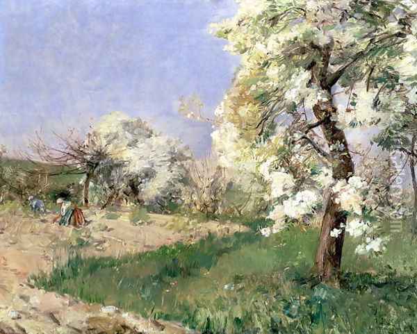 Pear Blossoms, Villiers-de-Bel Oil Painting - Childe Hassam