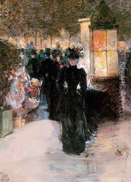 Paris Nocturne 1889 Oil Painting - Childe Hassam