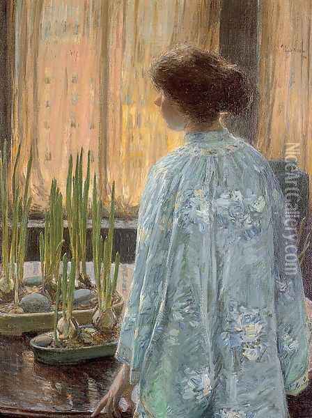 The Table Garden 1910 Oil Painting - Childe Hassam