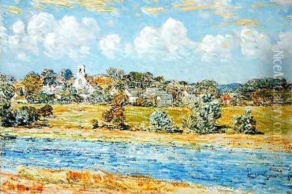 Landscape at Newfields, New Hampshire, 1909 Oil Painting - Childe Hassam