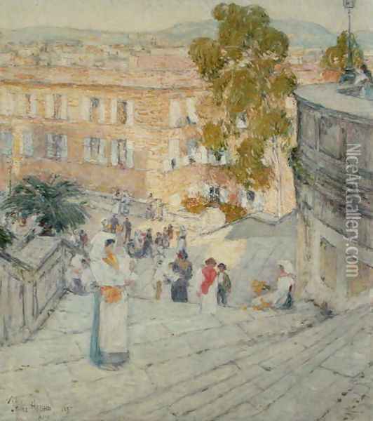 The Spanish Steps of Rome, 1897 Oil Painting - Childe Hassam