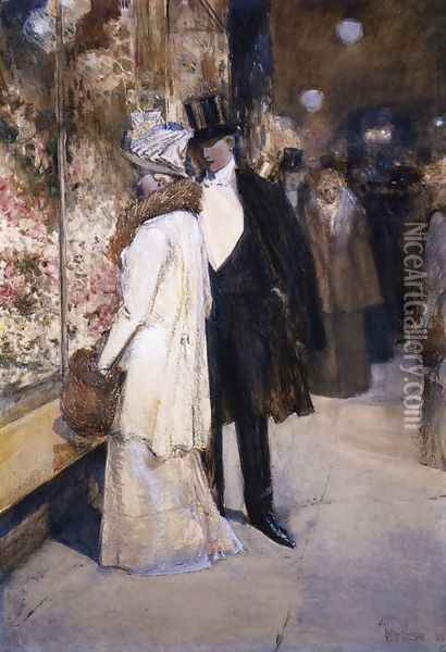 A New Year's Nocturne, New York Oil Painting - Childe Hassam
