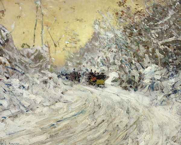Sleigh Ride in Central Park Oil Painting - Childe Hassam