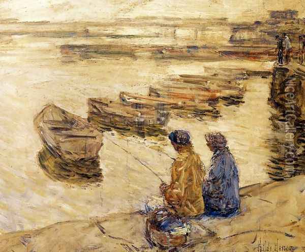 Fishing Oil Painting - Childe Hassam