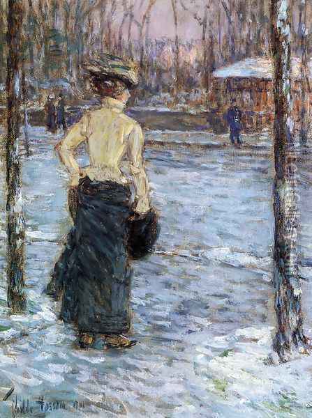 Winter, Central Park Oil Painting - Childe Hassam