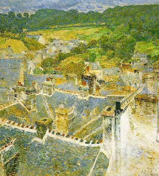 Rooftops, Pont-Aven Oil Painting - Childe Hassam
