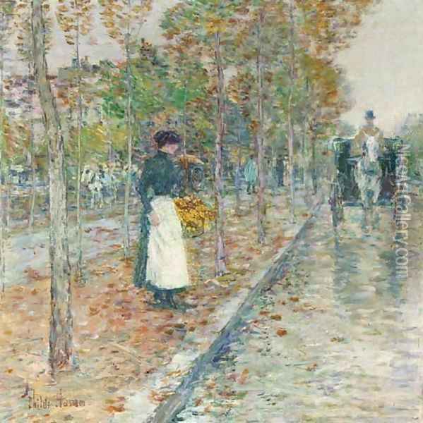 Autumn Boulevard, Paris Oil Painting - Childe Hassam