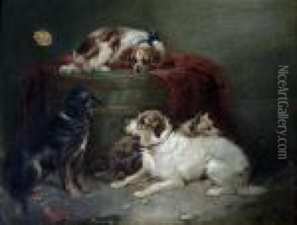 Interior Scene With Dogs Oil Painting - George Armfield
