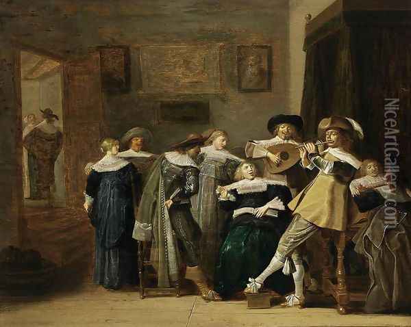 An Elegant Company Playing Music 1637 Oil Painting - Dirck Hals
