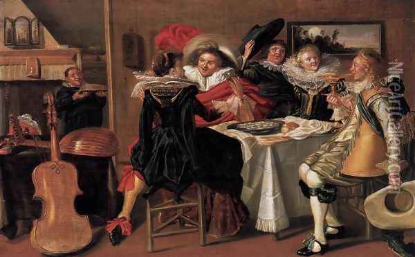 Merry Company at Table Oil Painting - Dirck Hals