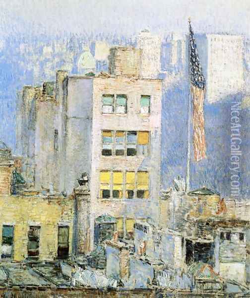 The Flag, Fifth Avenue Oil Painting - Frederick Childe Hassam