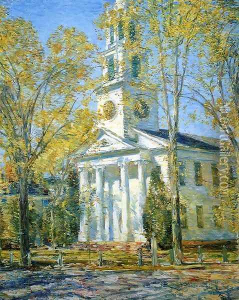 Church at Old Lyme I Oil Painting - Frederick Childe Hassam