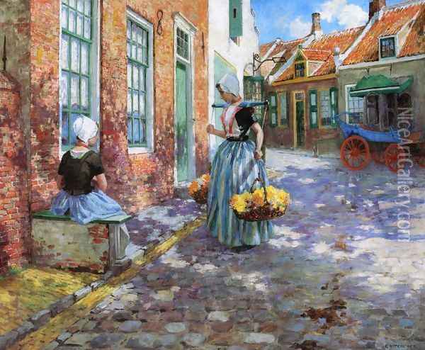 Dutch Flower Girls Oil Painting - George Hitchcock