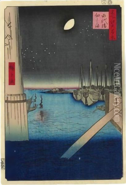 Eitai Bridge and Tsukuda Island (Eitaibashi tsukudajima) Oil Painting - Utagawa or Ando Hiroshige