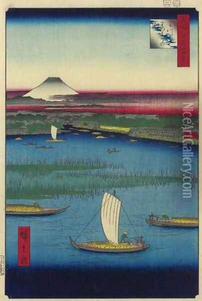 Deep Water at the Division into Three Forks (Mitsumata wakare no fuchi) Oil Painting - Utagawa or Ando Hiroshige