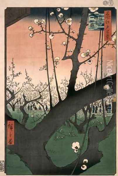 The Cherry Garden at Kameido from One Hundred views of Edo Oil Painting - Utagawa or Ando Hiroshige