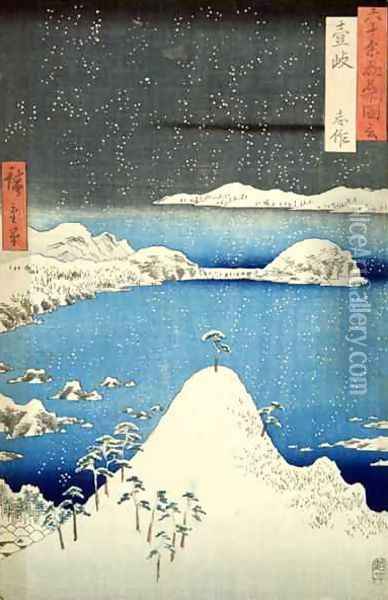 The Snowstorm Oil Painting - Utagawa or Ando Hiroshige