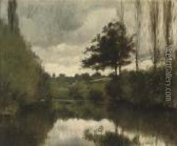 Paysage A La Riviere Oil Painting - Joseph Bail
