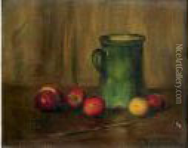 Nature Morte Au Pichet Vert Et Aux Pommes Oil Painting - Joseph Bail