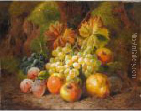Still Life Of Apples, Pears, Plums And Grapes Oil Painting - Charles Thomas Bale