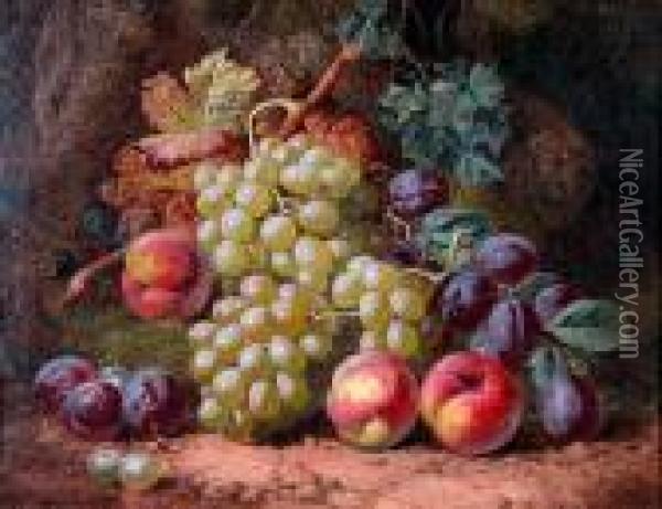 A Still Life Of Grapes And Plums Oil Painting - Charles Thomas Bale