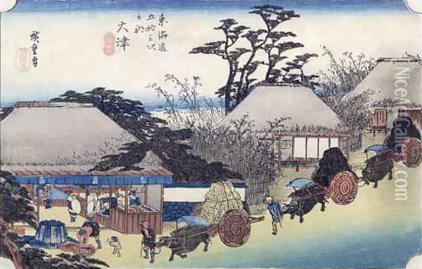 The Teahouse at the Spring Otsu from Fifty Three Stages of the Tokaido Road Oil Painting - Utagawa or Ando Hiroshige