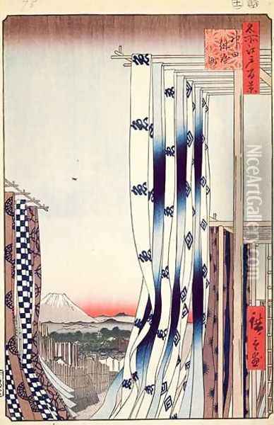 Dyers Quarter Kanda no 75 from One Hundred famous views of Edo Oil Painting - Utagawa or Ando Hiroshige