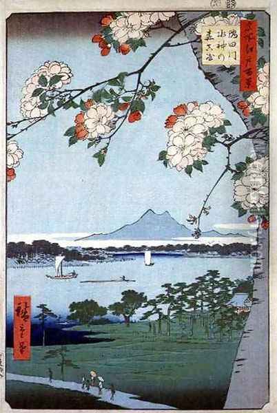 Suigin Grove and Masaki on the Sumida River from One Hundred Famous Views of Edo Tokyo Oil Painting - Utagawa or Ando Hiroshige