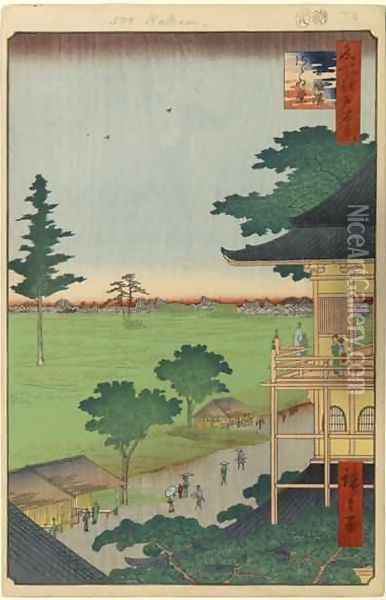 Spiral Hall Five Hundred Rakan Temple No 66 from One Hundred Famous Views of Edo Oil Painting - Utagawa or Ando Hiroshige