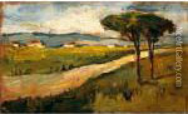 Campolecciano Oil Painting - Giovanni Bartolena