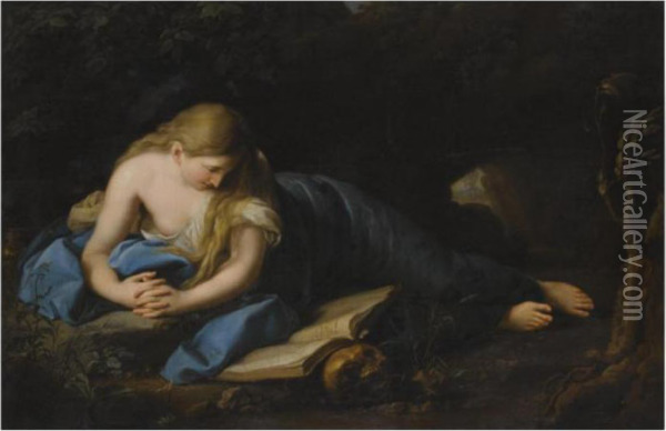 The Penitent Magdalene In The Desert Oil Painting - Pompeo Gerolamo Batoni