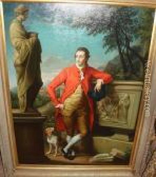 Portrait Of A Gentleman With His Hound Oil Painting - Pompeo Gerolamo Batoni