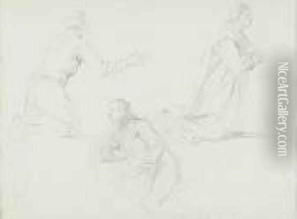Three Figure Studies And Figure Studies Of Three Boys: A Double Sided Work Oil Painting - Pompeo Gerolamo Batoni