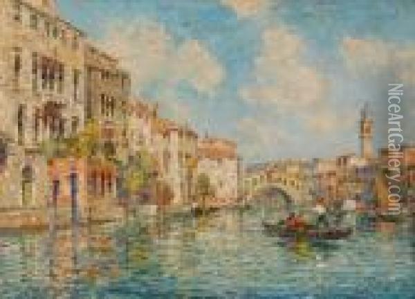 Veduta Del Canal Grande Oil Painting - Leonardo Bazzaro