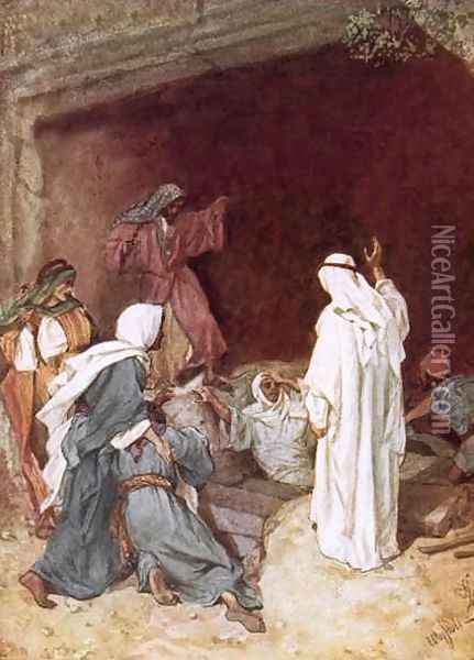 Jesus raising Lazarus from the dead Oil Painting - William Brassey Hole