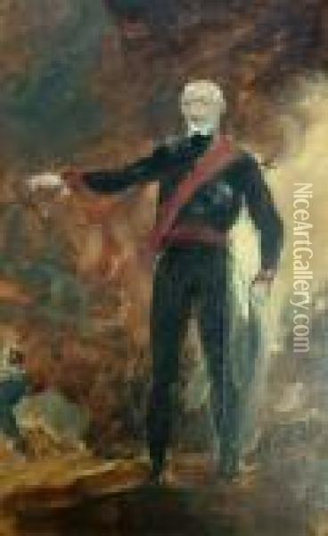 Study For An Officer In Battle Oil Painting - Sir William Beechey