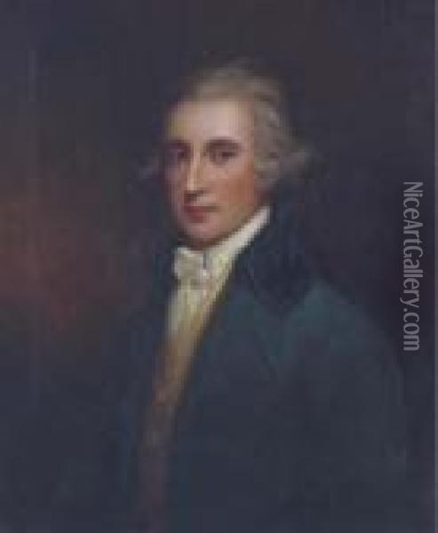 Portrait Of A Gentleman In A Blue Coat Oil Painting - Sir William Beechey