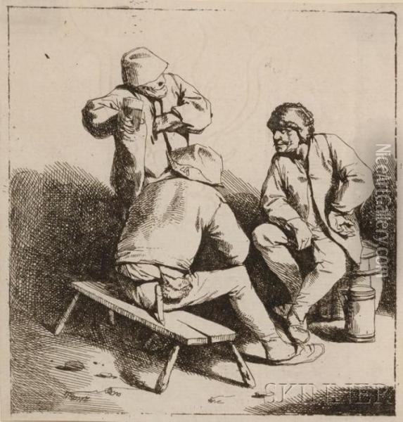 The Three Drinkers Oil Painting - Cornelis (Pietersz.) Bega