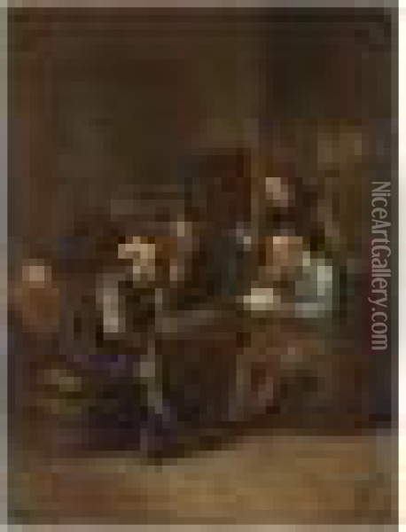 Peasants Smoking And Drinking In An Inn Oil Painting - Cornelis (Pietersz.) Bega
